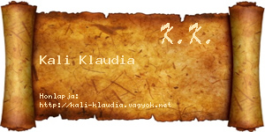 Kali Klaudia névjegykártya